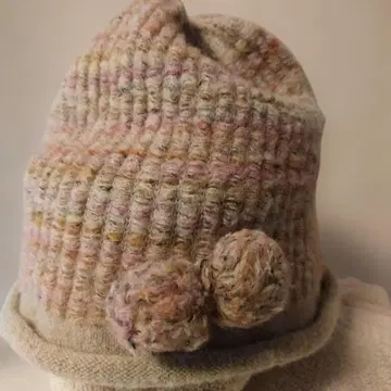 여성용 니트 모자 겨울용 오로라 일본제 프리 리브 폼폼