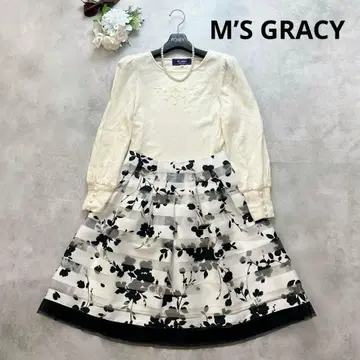 고급스러움 엠즈 그레이시 원피스 셋업 38 M 아이보리 블랙 꽃