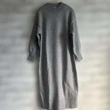 그레이 니트 원피스 긴팔 슬릿
