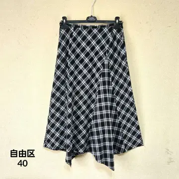 자유구 비대칭 플레어 롱 스커트