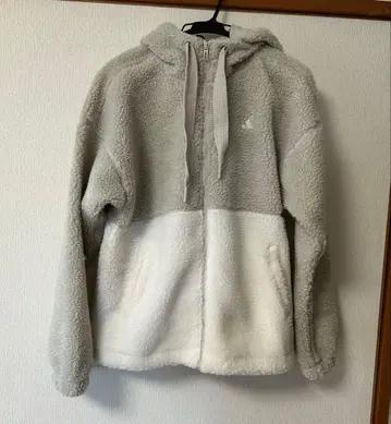 [ 새상품 ] adidas 플리스 후드티 M 그레이/화이트 여성용