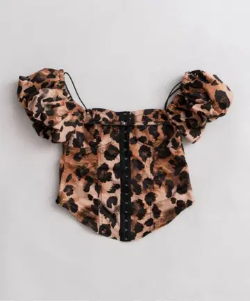 레오파드 2WAY 슬리브 코르셋 블라우스