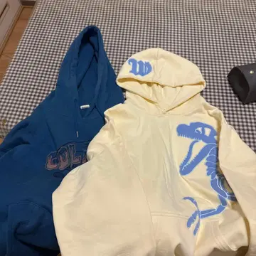 공룡 프린트 후드 부착 후드티