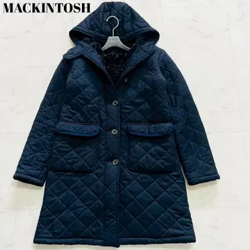 새상품급 매킨토시 울 100% 그런지 퀼팅 후디드 코트 네이비