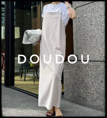 DOUDOU 베이지 롱 살로펫 스커트 오버롤 롱