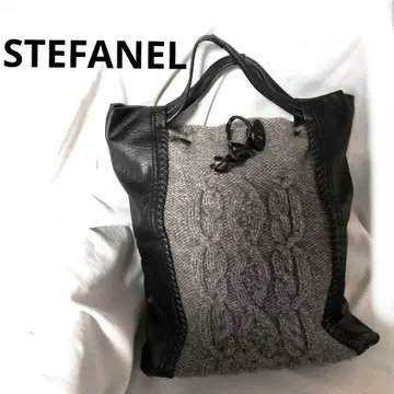 STEFANEL 가죽 니트 토트백
