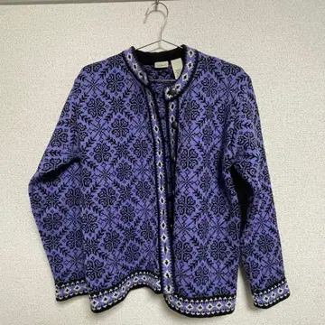 L.L.Bean 보라색 블랙 긴팔 가디건 M