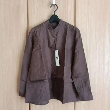 새상품 유니클로 플러스J 질 샌더 실크 블라우스 브라운 실크 셔츠