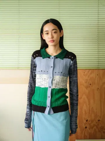 PAMM 격자 가디건 그린