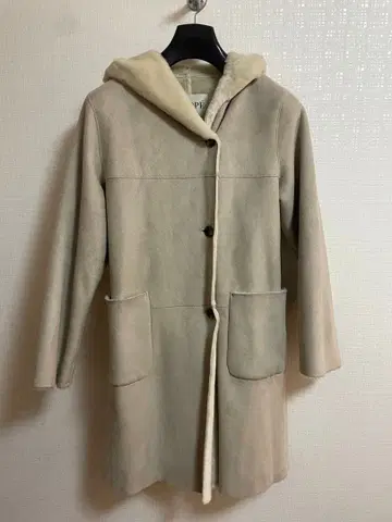 ROPE 후드 부착 베이지 롱 코트