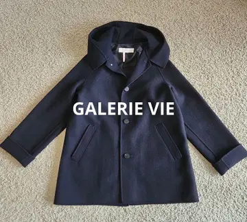 갤러리 비 후드 부착 피 코트 네이비 울 캐시미어 36