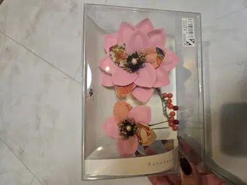 핑크 꽃 모티브 머리 장식 2세트 꽃 마음