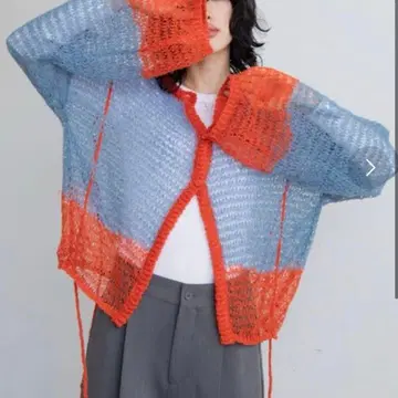 새상품급 VACANCY 시스루 짜임 네프 웨이브 가디건