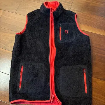 FJ 플리스 집업 베스트 블랙/빨간색
