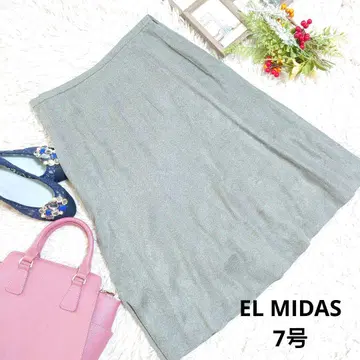 새상품급 일본제 EL MIDAS 플레어 스커트 (L 상당) 그레이/오피스