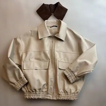 OFALO 크림색 가죽 자켓