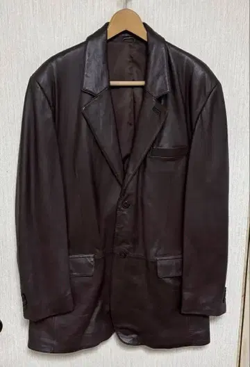 Bay Leaf 다크 브라운 가죽 자켓