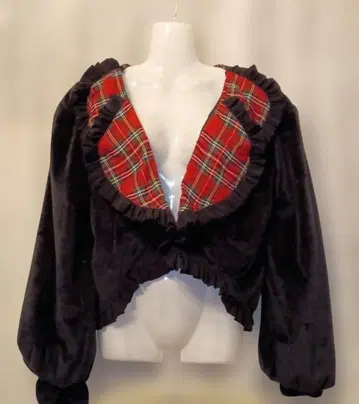 락 고스로리 러블리 스타일 프릴 벨벳풍 자켓 리버서블