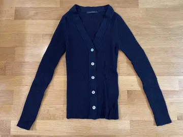 MACPHEE 네이비 리브 가디건 긴팔