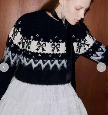 LILY BROWN 리본 비쥬 니트 블랙