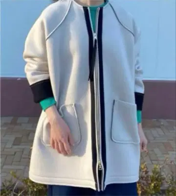 프론트 지퍼 본딩 미들 코트 jena