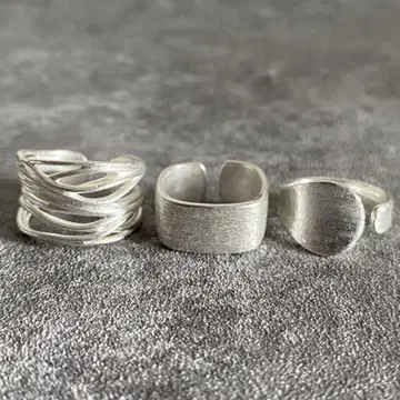 멕시칸 주얼리 실버 925 무광택 반지 곡선 변형 프리 사이즈