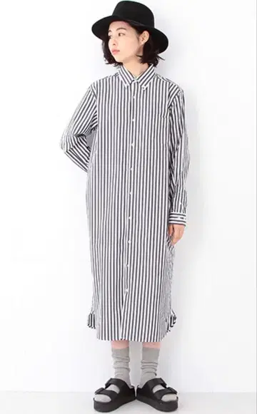 BEAMS BOY / 스트라이프 B.D. 셔츠 원피스