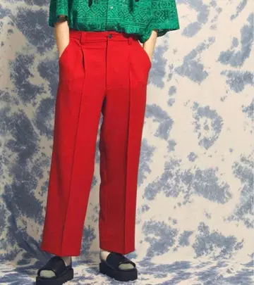 MAISON SPECIAL 턱 와이드 팬츠 레드
