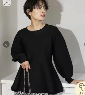 오페크 도트 클립 심리스 페플럼 니트 블랙 40L