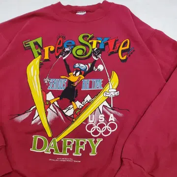 Daffy Duck 스키 트레이닝복 크림슨 컬러 미국제 L 사이즈