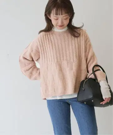 SLOBE IENA 바스켓 편직 백리본 니트