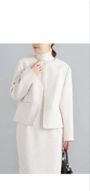 SHIPS 노카라 핑크 베이지 트위드 자켓 사이즈 38