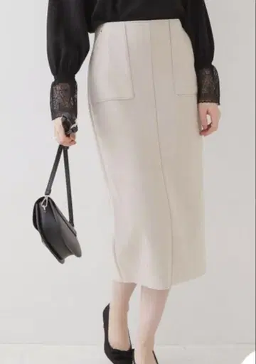 쿠튀르 브로치 페이크 스웨이드 종이상자 스커트 라이트 그레이 M 38