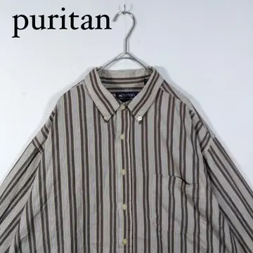 puritan 스트라이프 패턴 긴팔 셔츠 L 버튼 다운