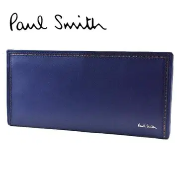 폴스미스 양가죽 장지갑 L자 지퍼 네이비 x 멀티 스트라이프