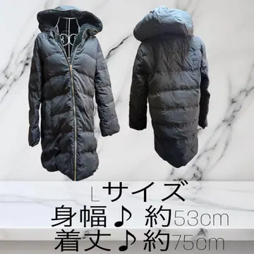 롱 다운 코트 / 후드 부착 / L 사이즈