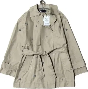 ZARA 자라 트렌치코트 큐빅 아플리케 비쥬