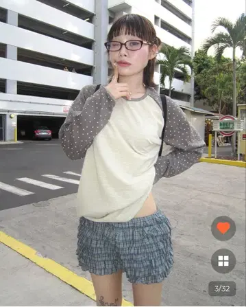 [ 완판템 ] nugu haku 도트 래글런 트리플 보더 롱 T셔츠