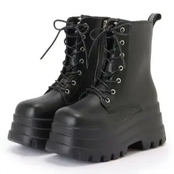 가죽 느낌 숏 기장 통굽 레이스업 부츠