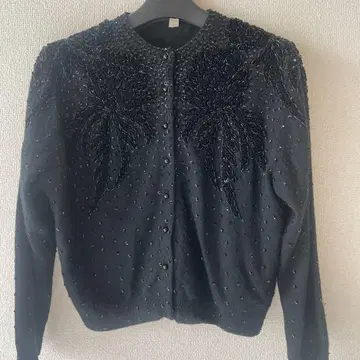 50-60's 비즈 자수 블랙 긴팔 가디건