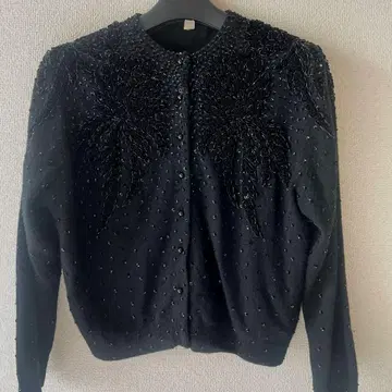 50-60's 비즈 자수 블랙 긴팔 가디건