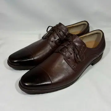 새상품 천연 가죽 스퀘어 토 비즈니스 슈즈 25cm 다크 브라운 출퇴근용