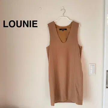 LOUNIE 오버롤 스커트 베이지