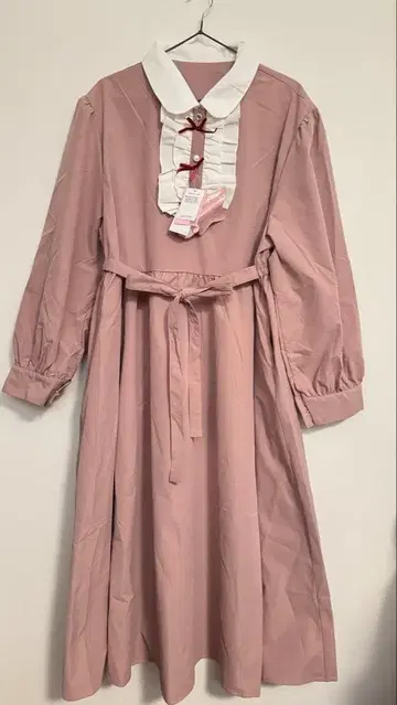 호시나 사쿠라코 x 시마무라 4L 리본 포함 프릴 원피스 핑크