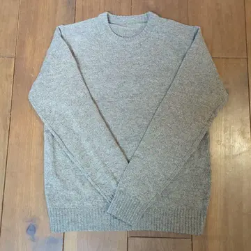 무인양품 남성용 브라운 울 혼방 크루넥 스웨터