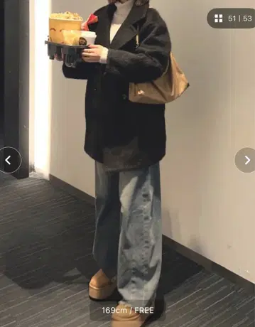 플리스 더블 브레스트 코트 프리 사이즈