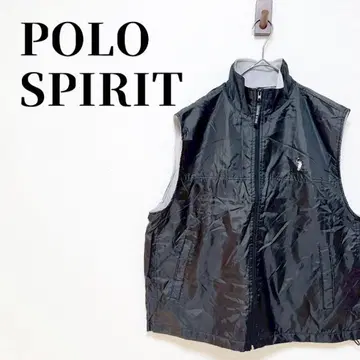POLO SPIRIT 집업 나일론 베스트 안감 플리스 로고 자수 블랙