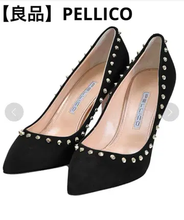 [ 고품질 ] PELLICO 펠리코 블랙 스웨이드 스터드 펌프스 39