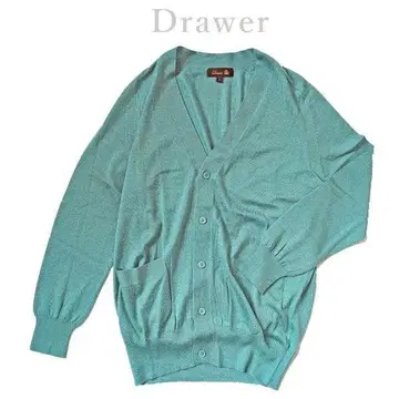드로어 Drawer 그린 18G 캐시미어 실크 V넥 가디건
