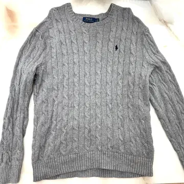 Polo 그레이 케이블 니트 스웨터